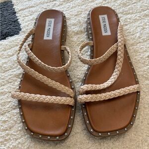 Steve Madden Beige Braided Strap Sandals